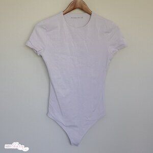 Light Gray Short Sleeve Crew Neck Bodysuit